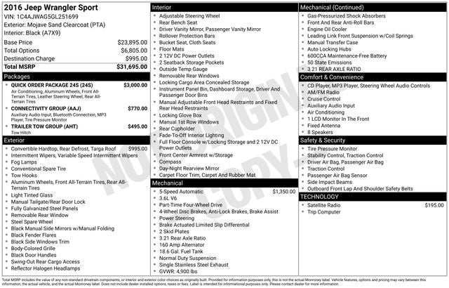 2016 Jeep Wrangler Sport