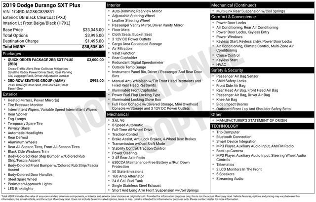 2019 Dodge Durango SXT Plus