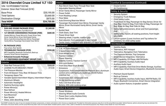 2016 Chevrolet Cruze Limited 1LT