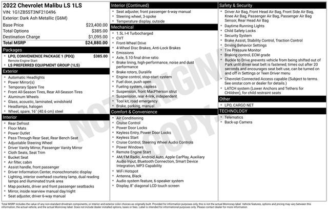 2022 Chevrolet Malibu LS 1LS