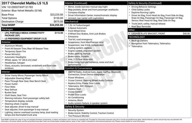 2017 Chevrolet Malibu LS 1LS