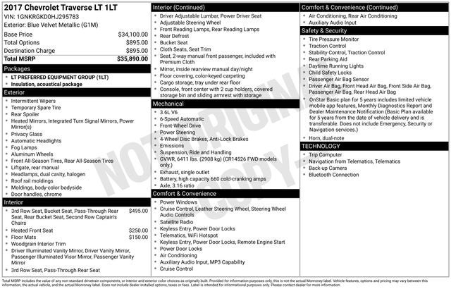 2017 Chevrolet Traverse LT 1LT
