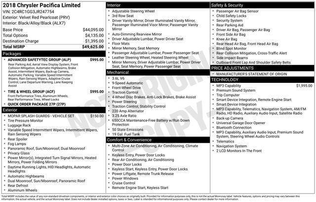 2018 Chrysler Pacifica Limited