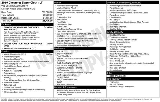 2019 Chevrolet Blazer Base 1LT