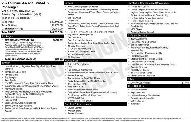 2021 Subaru Ascent Limited