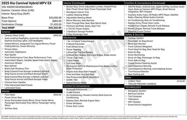 2025 Kia Carnival Hybrid EX