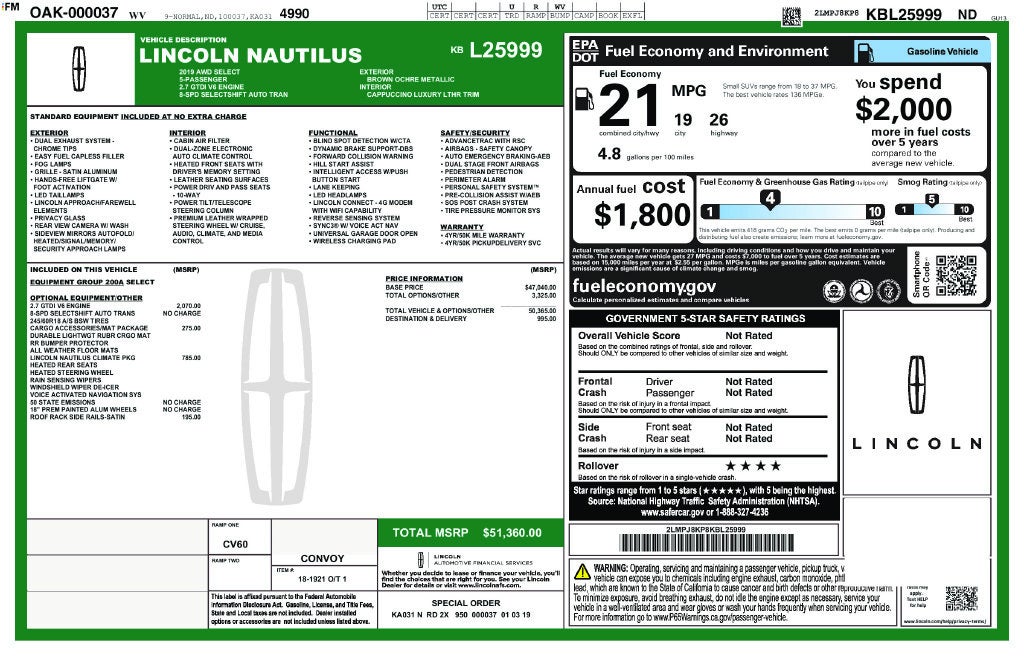 2019 Lincoln Nautilus Select